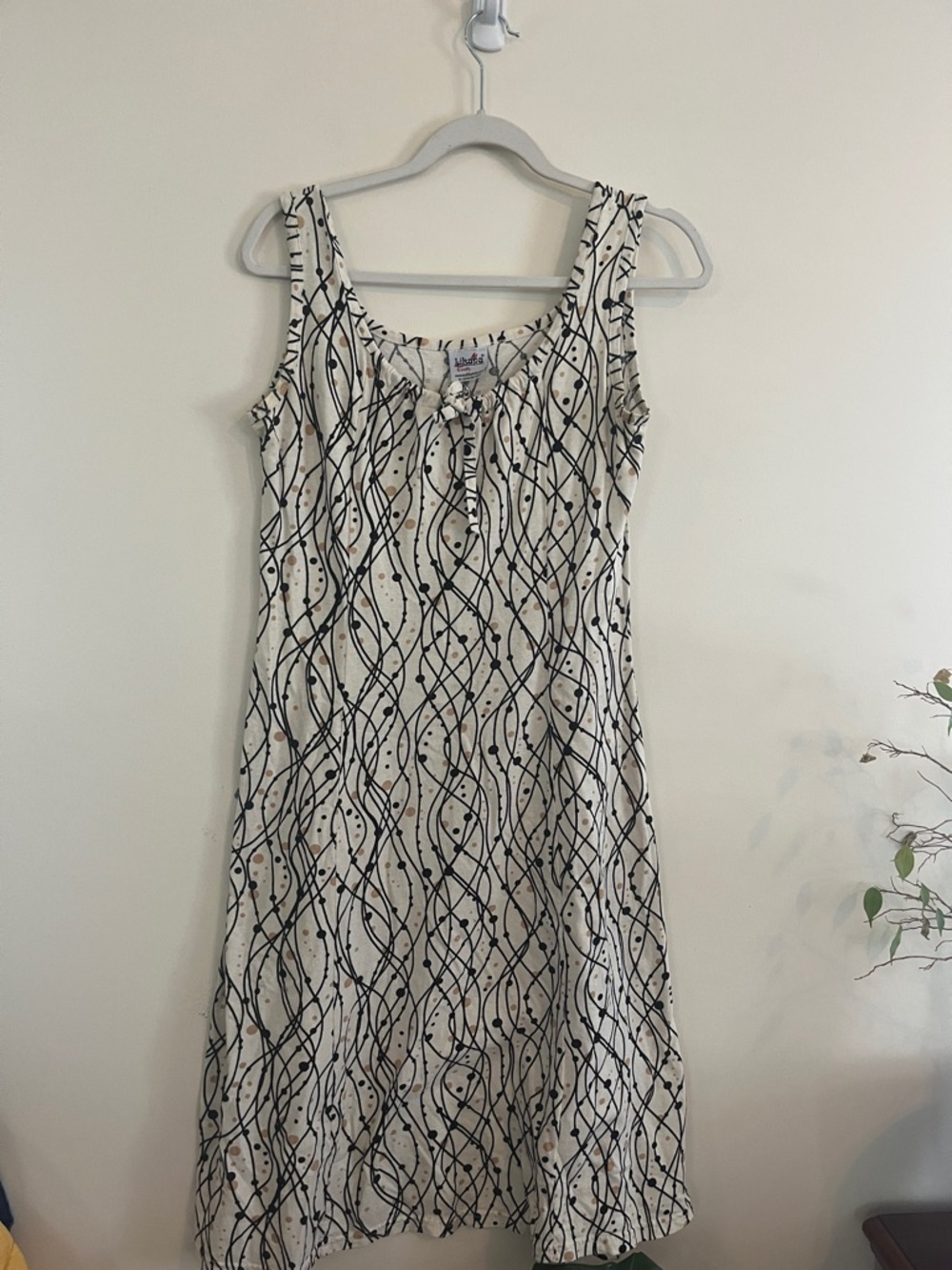 Vintage Modify Abstract MIDI Dress Mod Milkmaid Bow Funky Cotton Y2K Feminine